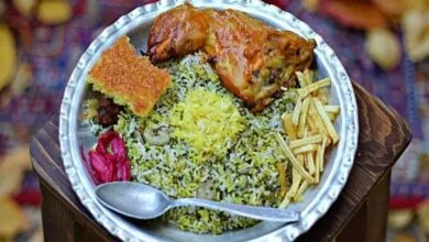 گشنیز پلو با مرغ زعفرانی ؛ آموزش مرحله به مرحله